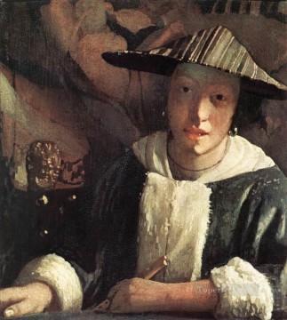  Johannes Pintura al %C3%B3leo - Joven con flauta barroca Johannes Vermeer